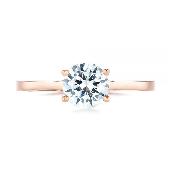 18k Rose Gold 18k Rose Gold Floral Solitaire Diamond Engagement Ring - Top View -  104655