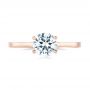 14k Rose Gold Floral Solitaire Diamond Engagement Ring - Top View -  104655 - Thumbnail