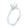 18k White Gold 18k White Gold Floral Solitaire Diamond Engagement Ring - Three-Quarter View -  104655 - Thumbnail