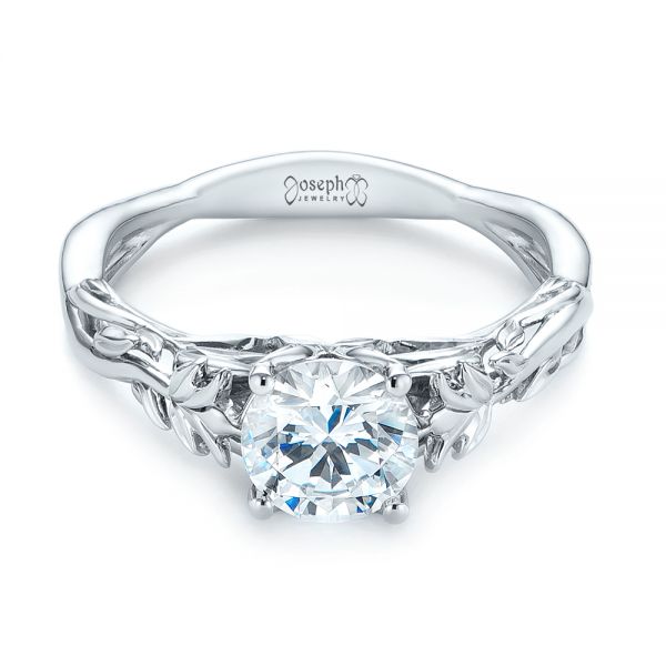  Platinum Platinum Floral Solitaire Diamond Engagement Ring - Flat View -  104176