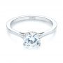 18k White Gold 18k White Gold Floral Solitaire Diamond Engagement Ring - Flat View -  104655 - Thumbnail