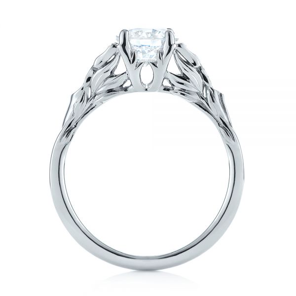  Platinum Platinum Floral Solitaire Diamond Engagement Ring - Front View -  104122