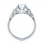18k White Gold Floral Solitaire Diamond Engagement Ring - Front View -  104122 - Thumbnail