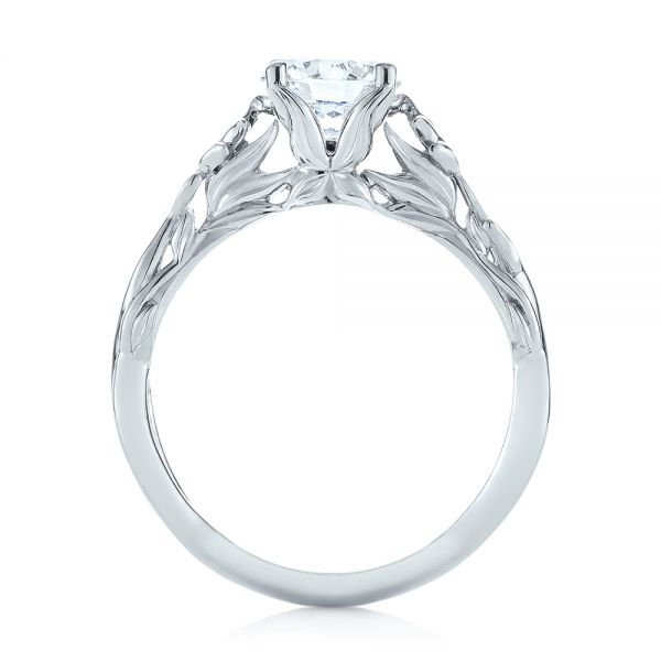  Platinum Platinum Floral Solitaire Diamond Engagement Ring - Front View -  104176