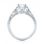 14k White Gold Floral Solitaire Diamond Engagement Ring - Front View -  104176 - Thumbnail