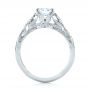 18k White Gold Floral Solitaire Diamond Engagement Ring - Front View -  104176 - Thumbnail