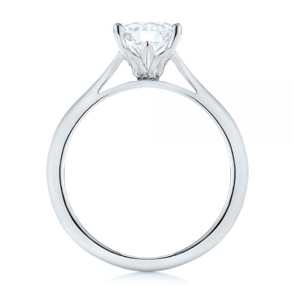 14k White Gold 14k White Gold Floral Solitaire Diamond Engagement Ring - Front View -  104655