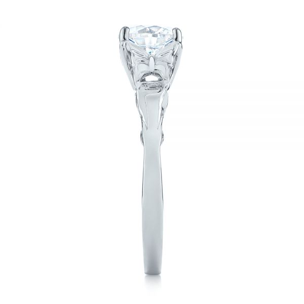  Platinum Platinum Floral Solitaire Diamond Engagement Ring - Side View -  104122