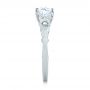 18k White Gold Floral Solitaire Diamond Engagement Ring - Side View -  104122 - Thumbnail