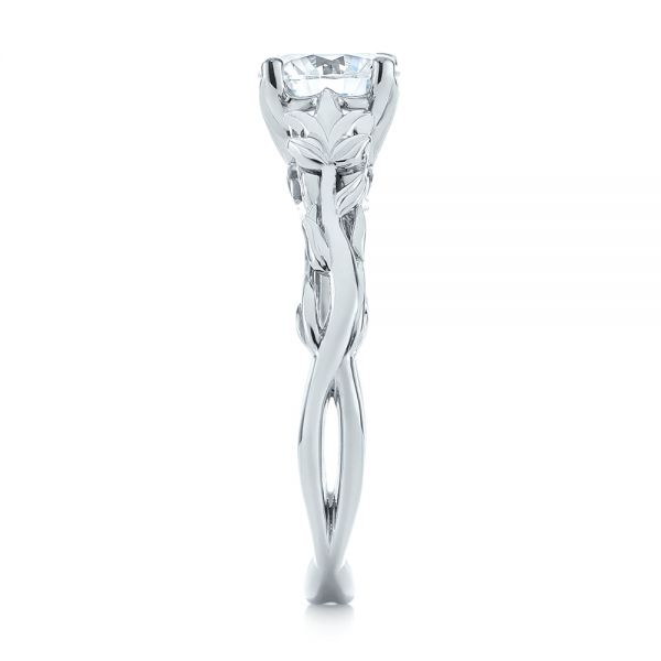  Platinum Platinum Floral Solitaire Diamond Engagement Ring - Side View -  104176