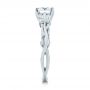 18k White Gold Floral Solitaire Diamond Engagement Ring - Side View -  104176 - Thumbnail