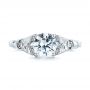  Platinum Platinum Floral Solitaire Diamond Engagement Ring - Top View -  104122 - Thumbnail