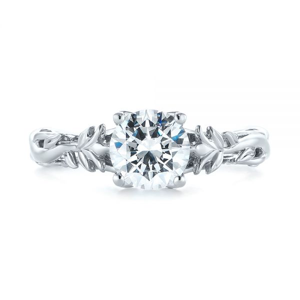  Platinum Platinum Floral Solitaire Diamond Engagement Ring - Top View -  104176