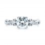 14k White Gold Floral Solitaire Diamond Engagement Ring - Top View -  104176 - Thumbnail