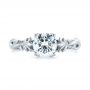 18k White Gold Floral Solitaire Diamond Engagement Ring - Top View -  104176 - Thumbnail