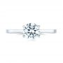 18k White Gold 18k White Gold Floral Solitaire Diamond Engagement Ring - Top View -  104655 - Thumbnail