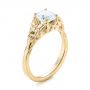 18k Yellow Gold 18k Yellow Gold Floral Solitaire Diamond Engagement Ring - Three-Quarter View -  104122 - Thumbnail