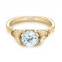 14k Yellow Gold 14k Yellow Gold Floral Solitaire Diamond Engagement Ring - Flat View -  104122 - Thumbnail