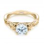 14k Yellow Gold 14k Yellow Gold Floral Solitaire Diamond Engagement Ring - Flat View -  104176 - Thumbnail