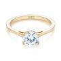 14k Yellow Gold 14k Yellow Gold Floral Solitaire Diamond Engagement Ring - Flat View -  104655 - Thumbnail