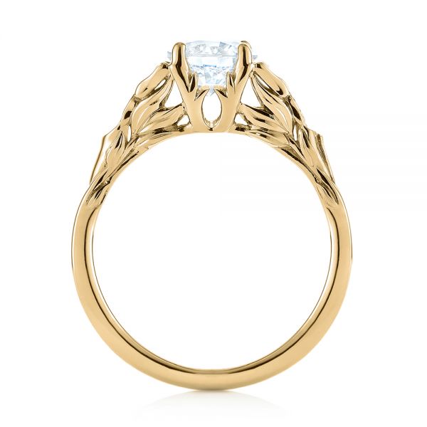 18k Yellow Gold 18k Yellow Gold Floral Solitaire Diamond Engagement Ring - Front View -  104122