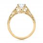 18k Yellow Gold 18k Yellow Gold Floral Solitaire Diamond Engagement Ring - Front View -  104176 - Thumbnail