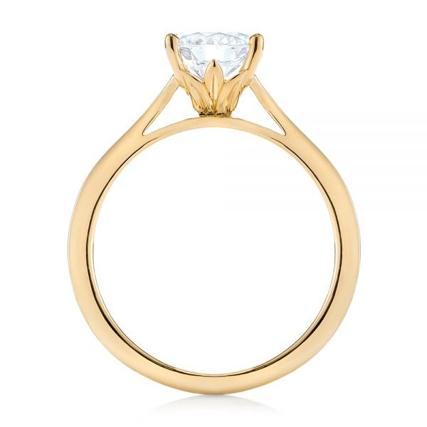 18k Yellow Gold 18k Yellow Gold Floral Solitaire Diamond Engagement Ring - Front View -  104655
