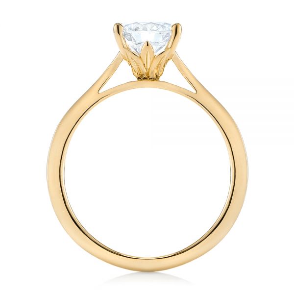 14k Yellow Gold 14k Yellow Gold Floral Solitaire Diamond Engagement Ring - Front View - 104655