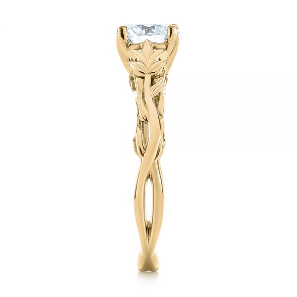 14k Yellow Gold 14k Yellow Gold Floral Solitaire Diamond Engagement Ring - Side View - 104176
