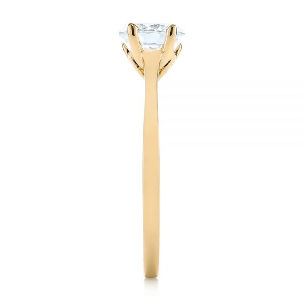 14k Yellow Gold 14k Yellow Gold Floral Solitaire Diamond Engagement Ring - Side View - 104655