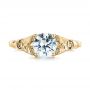 18k Yellow Gold 18k Yellow Gold Floral Solitaire Diamond Engagement Ring - Top View -  104122 - Thumbnail