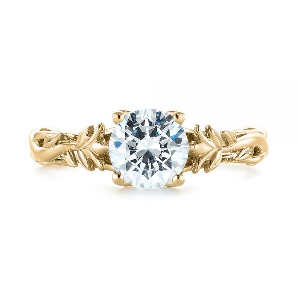 14k Yellow Gold 14k Yellow Gold Floral Solitaire Diamond Engagement Ring - Top View -  104176