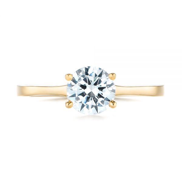14k Yellow Gold 14k Yellow Gold Floral Solitaire Diamond Engagement Ring - Top View -  104655
