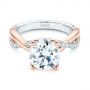 14k Rose Gold Floral Two-tone Moissanite And Diamond Engagement Ring - Flat View -  105163 - Thumbnail