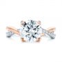 14k Rose Gold Floral Two-tone Moissanite And Diamond Engagement Ring - Top View -  105163 - Thumbnail