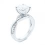 14k White Gold 14k White Gold Floral Two-tone Moissanite And Diamond Engagement Ring - Three-Quarter View -  105163 - Thumbnail