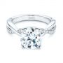  Platinum Platinum Floral Two-tone Moissanite And Diamond Engagement Ring - Flat View -  105163 - Thumbnail