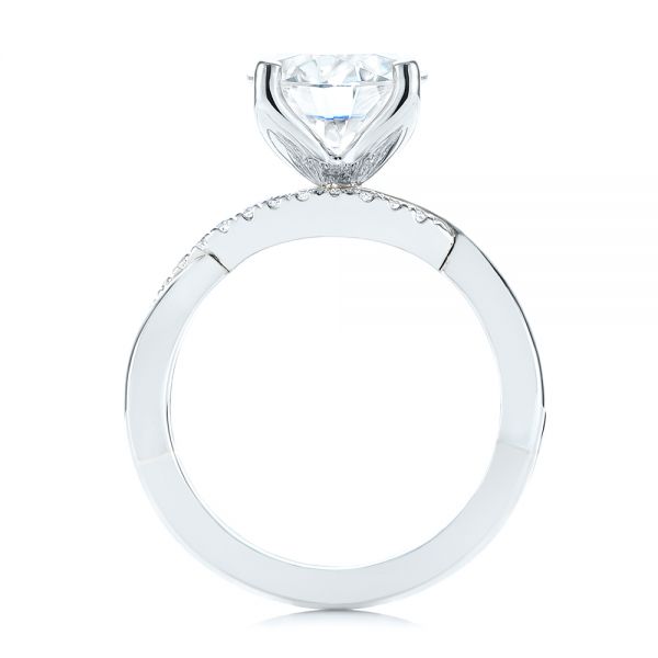  Platinum Platinum Floral Two-tone Moissanite And Diamond Engagement Ring - Front View -  105163