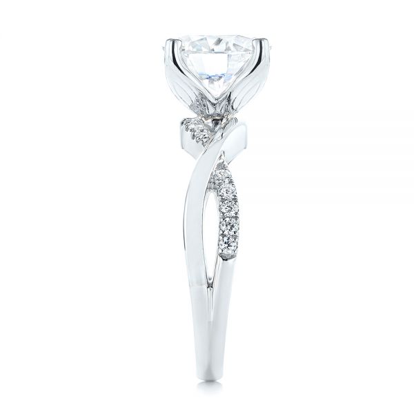  Platinum Platinum Floral Two-tone Moissanite And Diamond Engagement Ring - Side View -  105163