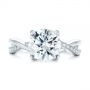 14k White Gold 14k White Gold Floral Two-tone Moissanite And Diamond Engagement Ring - Top View -  105163 - Thumbnail