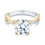 18k Yellow Gold 18k Yellow Gold Floral Two-tone Moissanite And Diamond Engagement Ring - Flat View -  105163 - Thumbnail