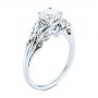 18k White Gold 18k White Gold Floral Two-tone Diamond Engagement Ring - Three-Quarter View -  104089 - Thumbnail