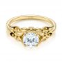 14k Yellow Gold 14k Yellow Gold Floral Two-tone Diamond Engagement Ring - Flat View -  104089 - Thumbnail