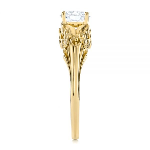 18k Yellow Gold 18k Yellow Gold Floral Two-tone Diamond Engagement Ring - Side View -  104089
