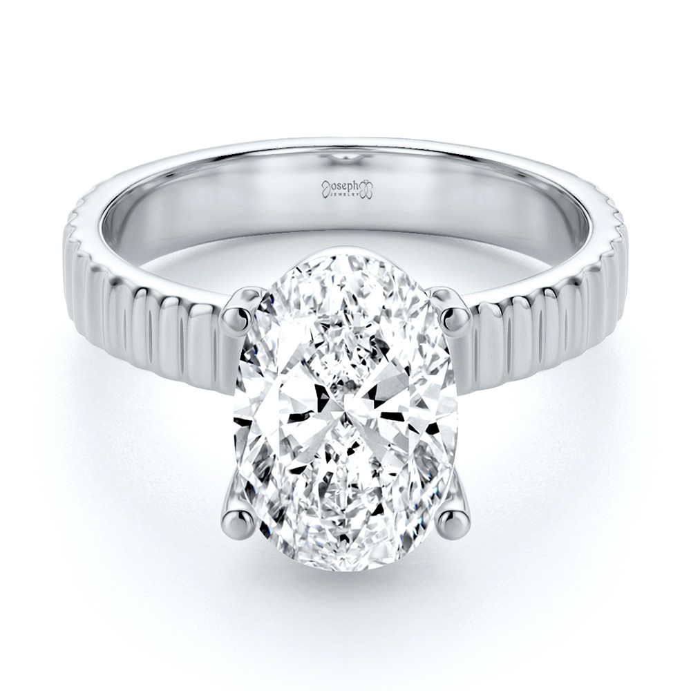 Platinum Platinum Fluted Shank Oval Engagement Ring - Flat View -  108138 - Thumbnail