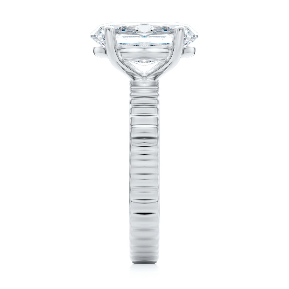  Platinum Platinum Fluted Shank Oval Engagement Ring - Side View -  108138 - Thumbnail