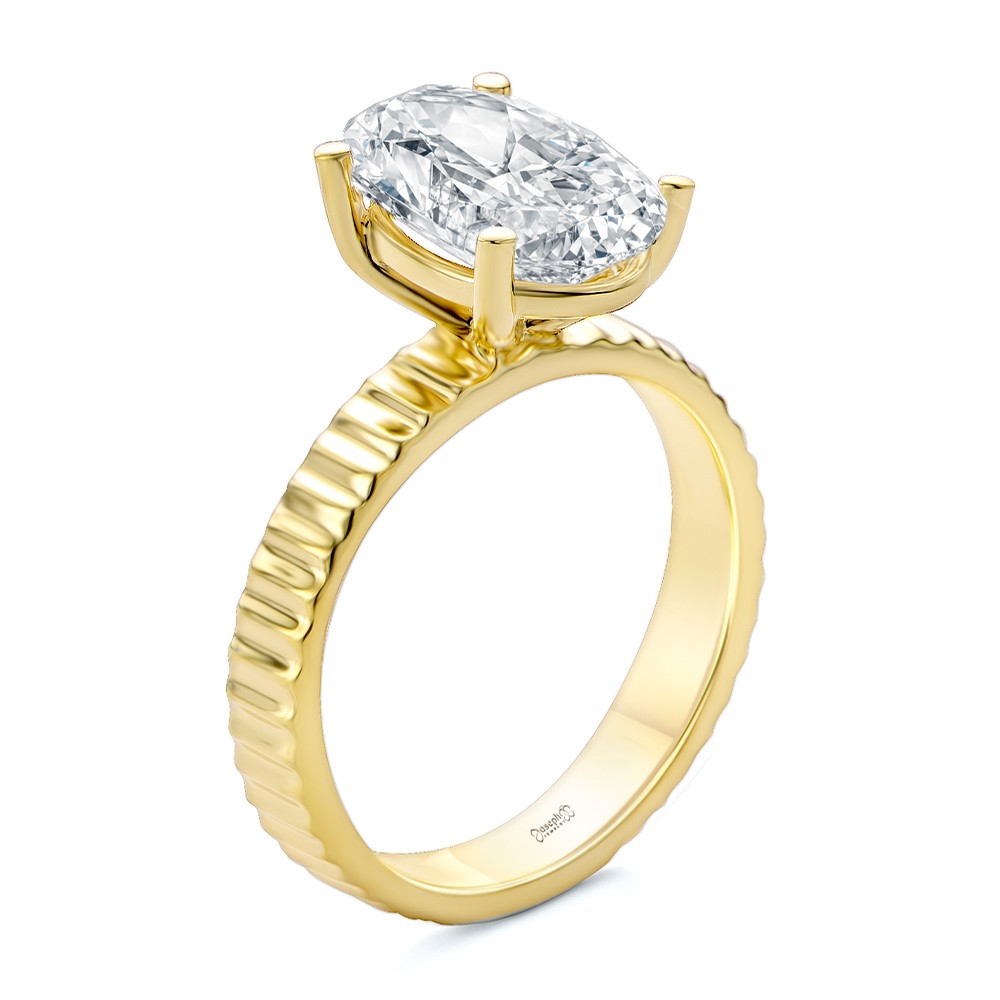 Fluted Shank Oval Engagement Ring - Image