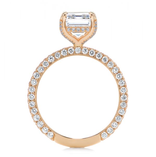 18k Rose Gold 18k Rose Gold Full Pave Diamond Engagement Ring - Front View -  107607