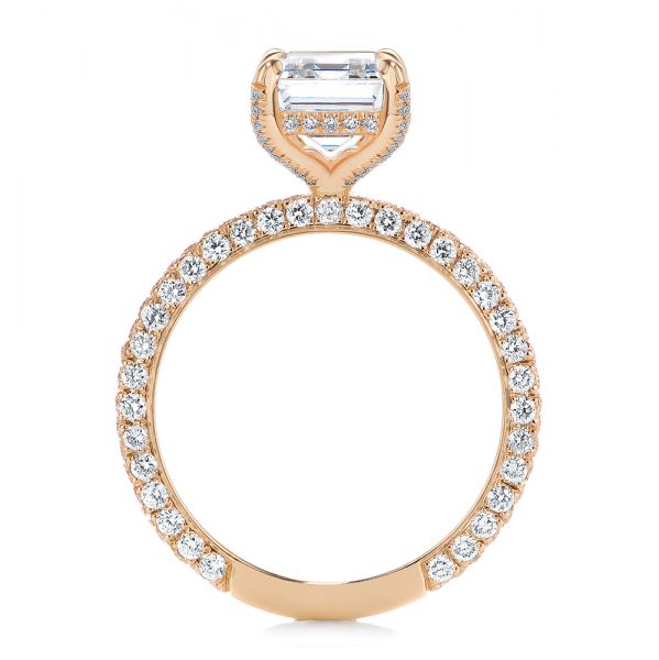 18k Rose Gold 18k Rose Gold Full Pave Diamond Engagement Ring - Front View - 107607