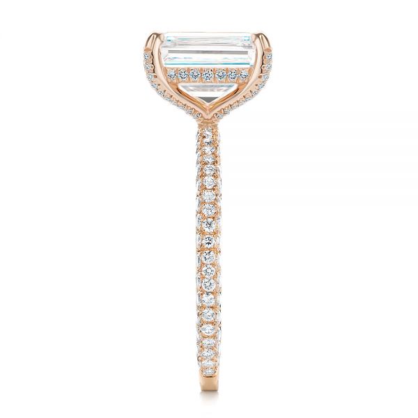 18k Rose Gold 18k Rose Gold Full Pave Diamond Engagement Ring - Side View - 107607